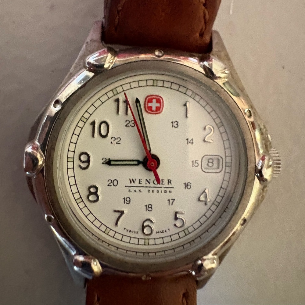 Wenger Women's White Dial Leather Strap Watch